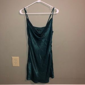 Ladies green cowl neck dress